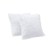 Amazon Basics Shaggy Long Fur Faux Fur Throw Pillow Covers, 18"x18", Pack of 2 - Cream
