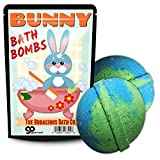 Gears Out Bunny Bath Bombs - Cute Rabbit Design - XL Bath Fizzers for Kids - Green and Blue, Mermaid Kiss Scent, 2 pk