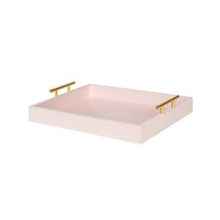 Kate and Laurel Lipton Decorative Tray with Polished Gold Metal Handles, Soft Pink