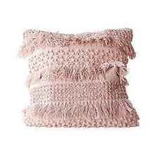 Creative Co-Op DA8143-1 Square Pink Pillow with Fringe and Multiple Designs with Varied Textures