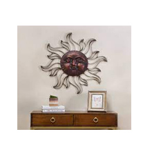 Sunjoy Iron Vintage Copper Sun Face Wall Decor with Screw-Hangers