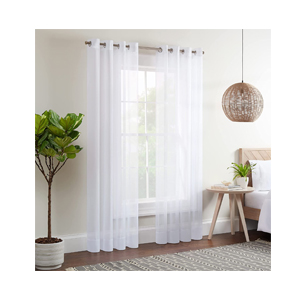ECLIPSE Kiara Modern Sheer Voile Light Filtering Grommet Window Curtains for Bedroom (2 Panels), 54 in x 84 in, White
