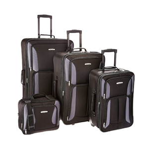 Rockland Journey Softside Upright Luggage Set, Black/Gray, 4-Piece (14/19/24/28)