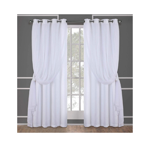 EH8256-09 2-84G Catarina Layered Solid Blackout and Sheer Window Curtain Panel Pair with Grommet Top, 52x84, Winter White, 2 Piece